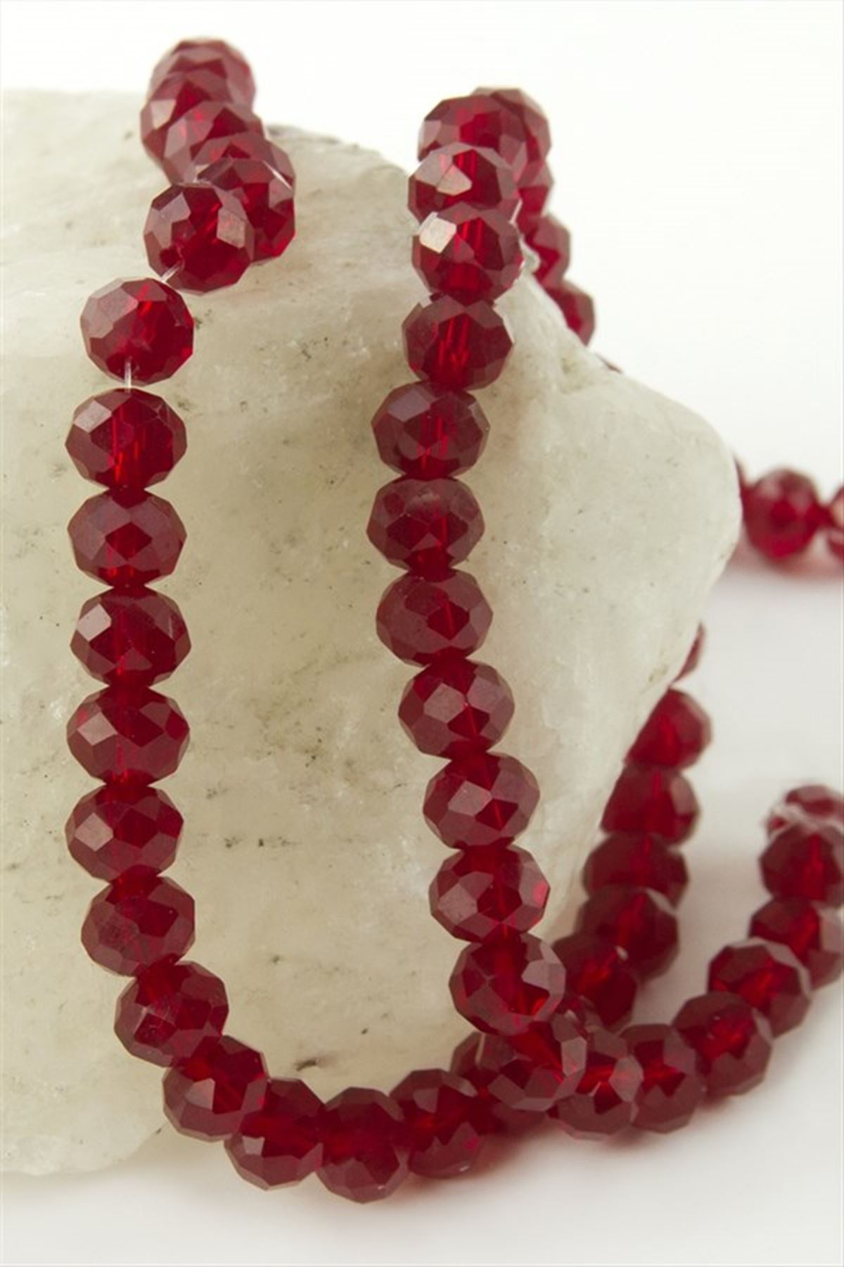 Renkli Kristal Dizi Taş 8 mm - Bordo
