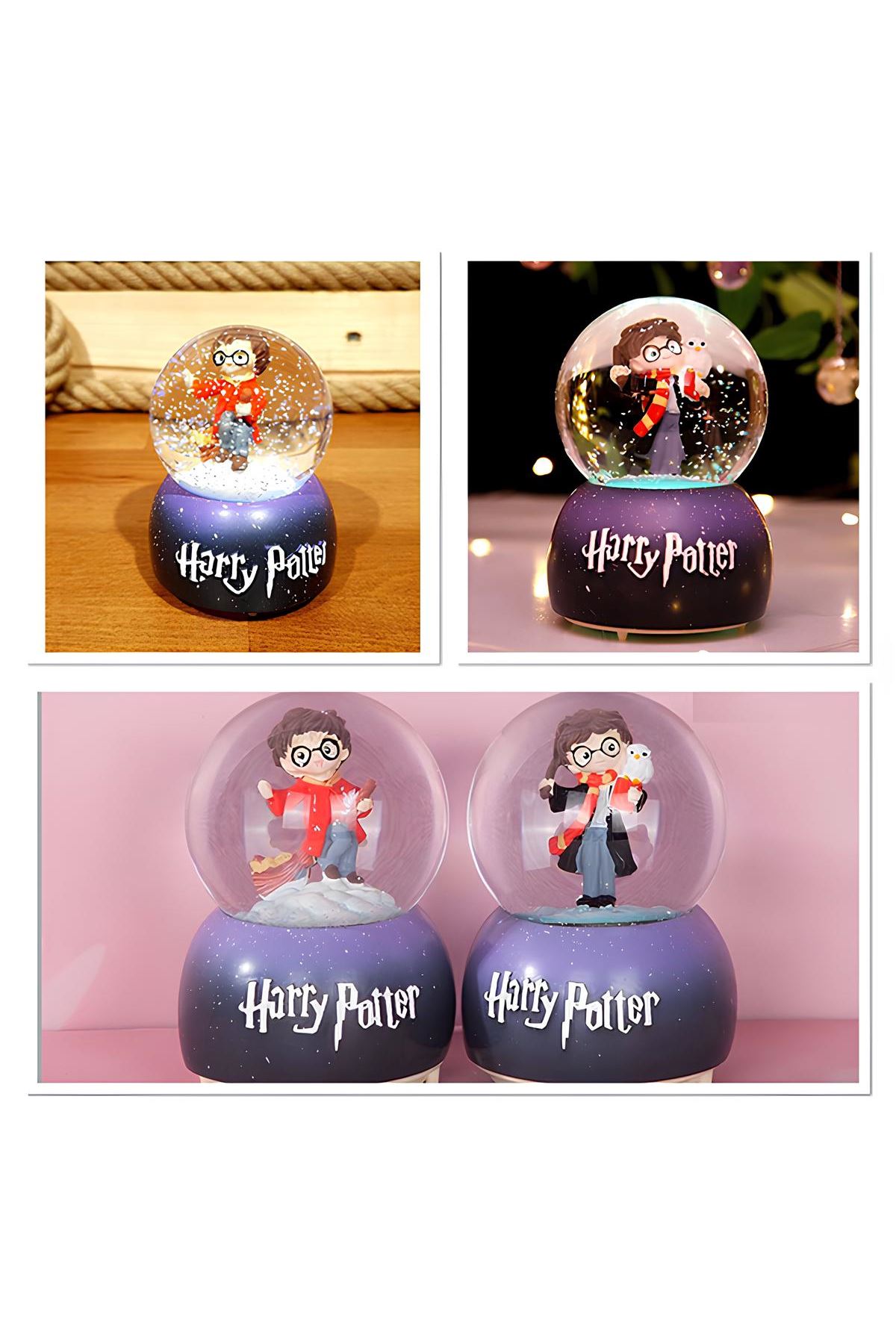 Harry Potter İçi Dönmeli Üflemeli Işıklı Müzikli Kar Küresi Büyük Boy