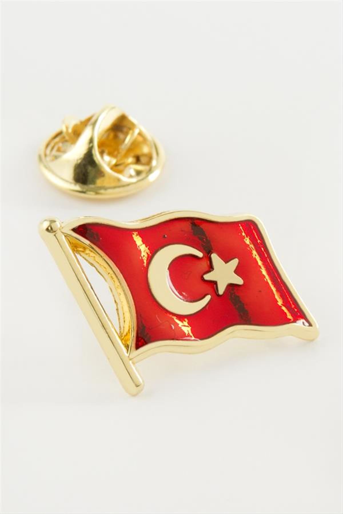 Türk Bayrağı Yaka Rozet - Sarı