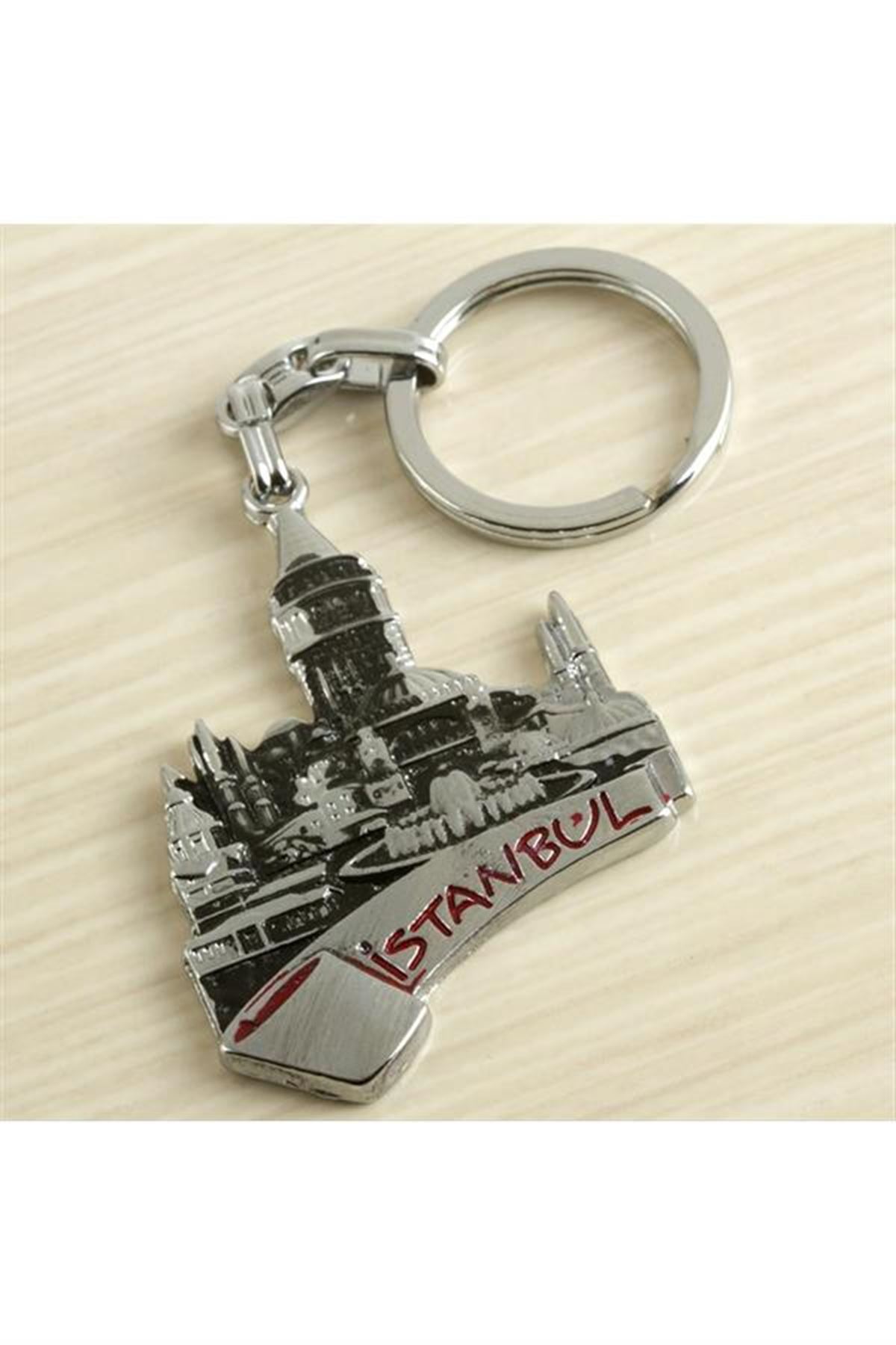 İstanbul Yazılı Metal Anahtarlık - Gümüş Rengi
