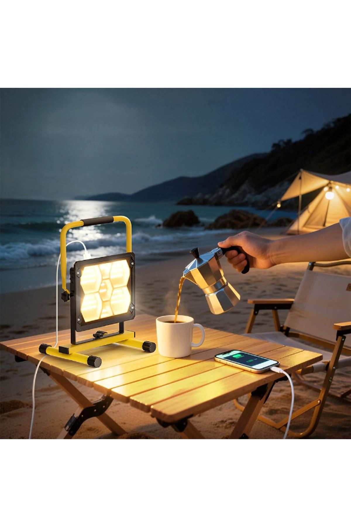 Güneş Enerjili 400 Ledli Powerbank Projektör