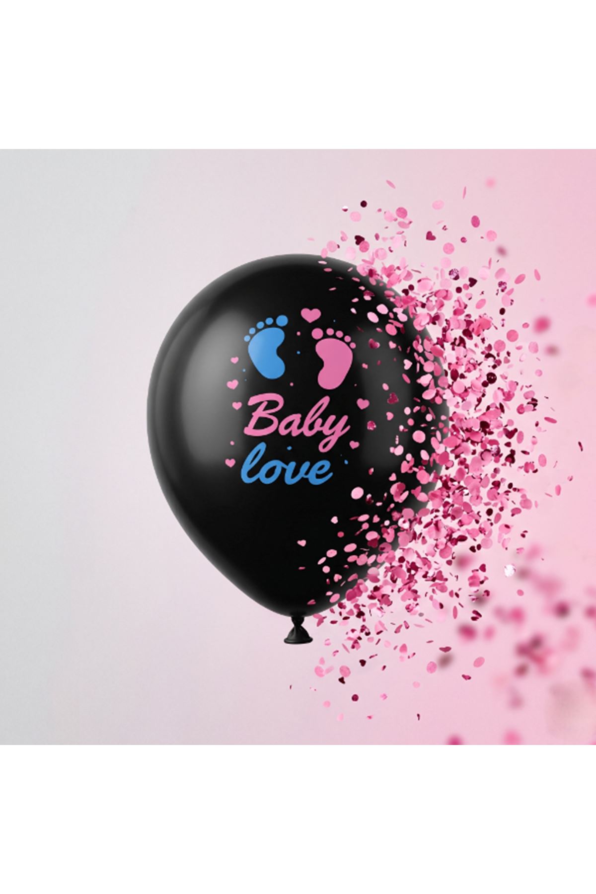 Pembe Konfetili Cinsiyet Balonu