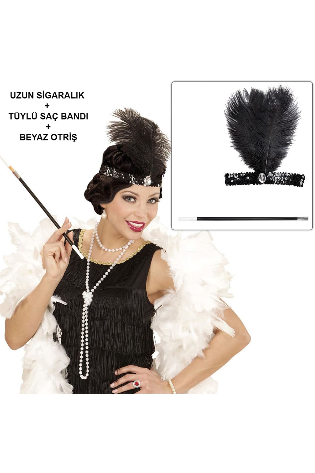 Retro Charliston Aksesuar Seti – Gatsby Kostüm Seti