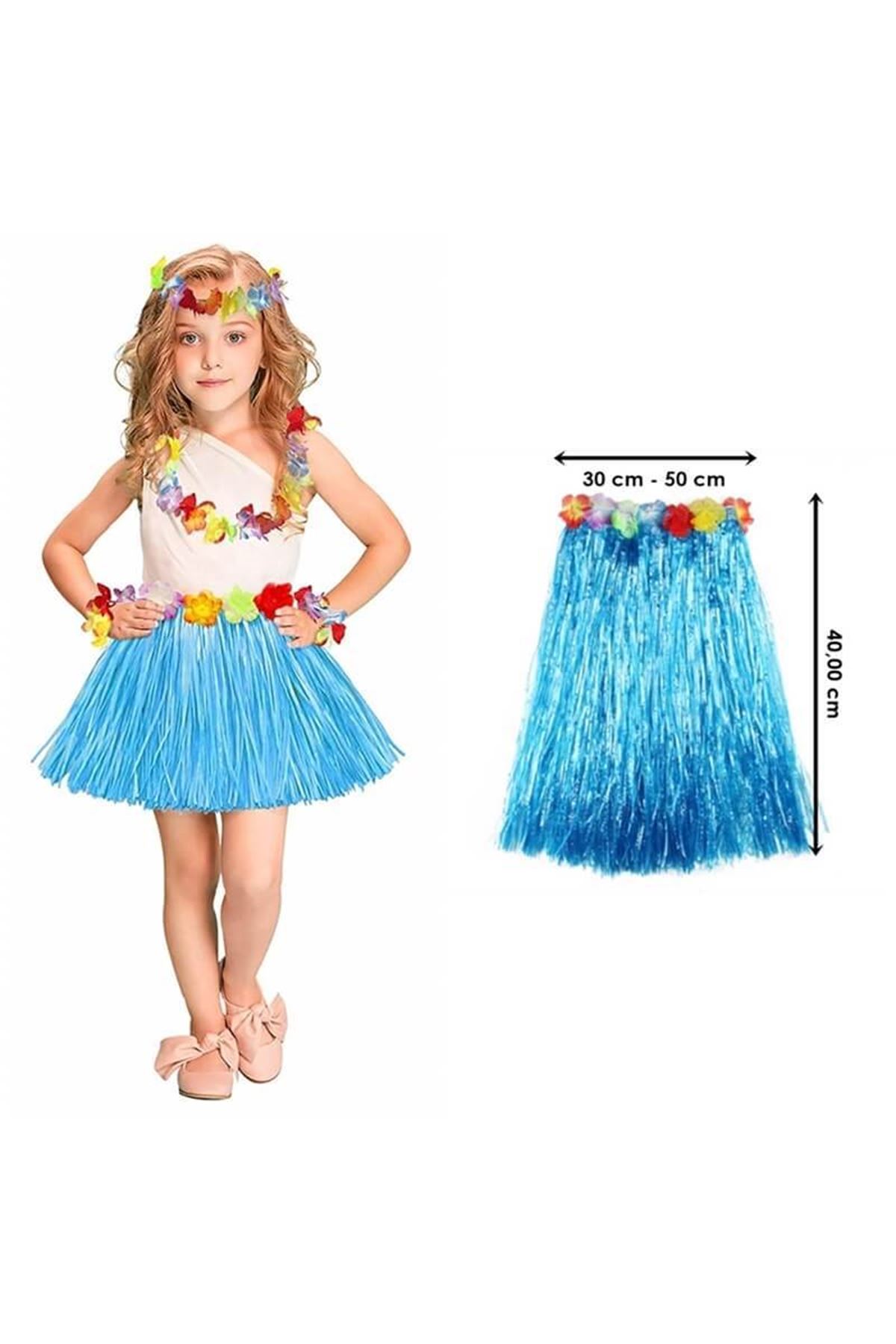 Hawaii Hula Eteği Mavi Renk 40 cm