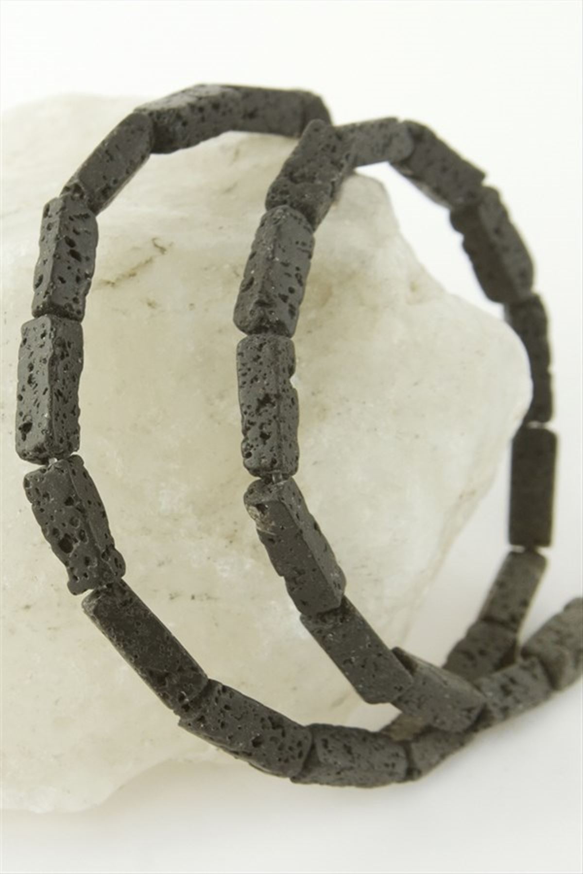 1,3 cm Dikdörtgen Boru Lav Taşı - Siyah