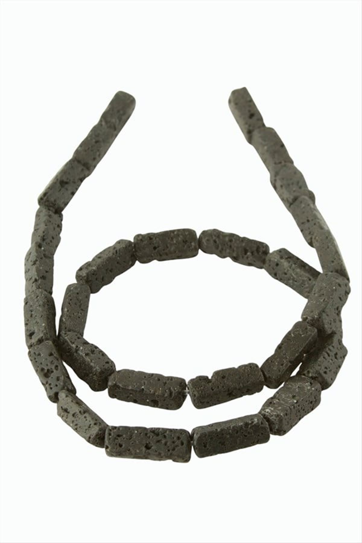 1,3 cm Dikdörtgen Boru Lav Taşı - Siyah