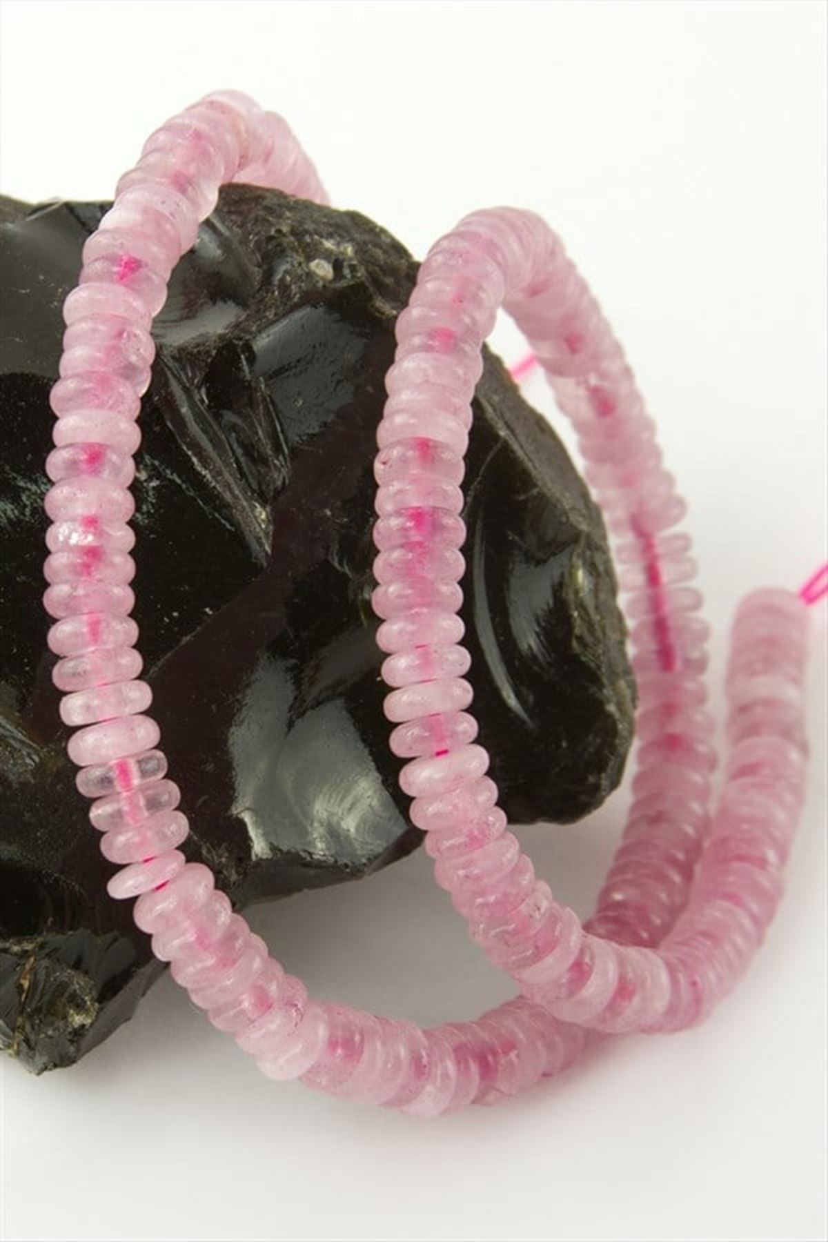 6 mm Rondela Pembe Kuvars Taşı - Pembe