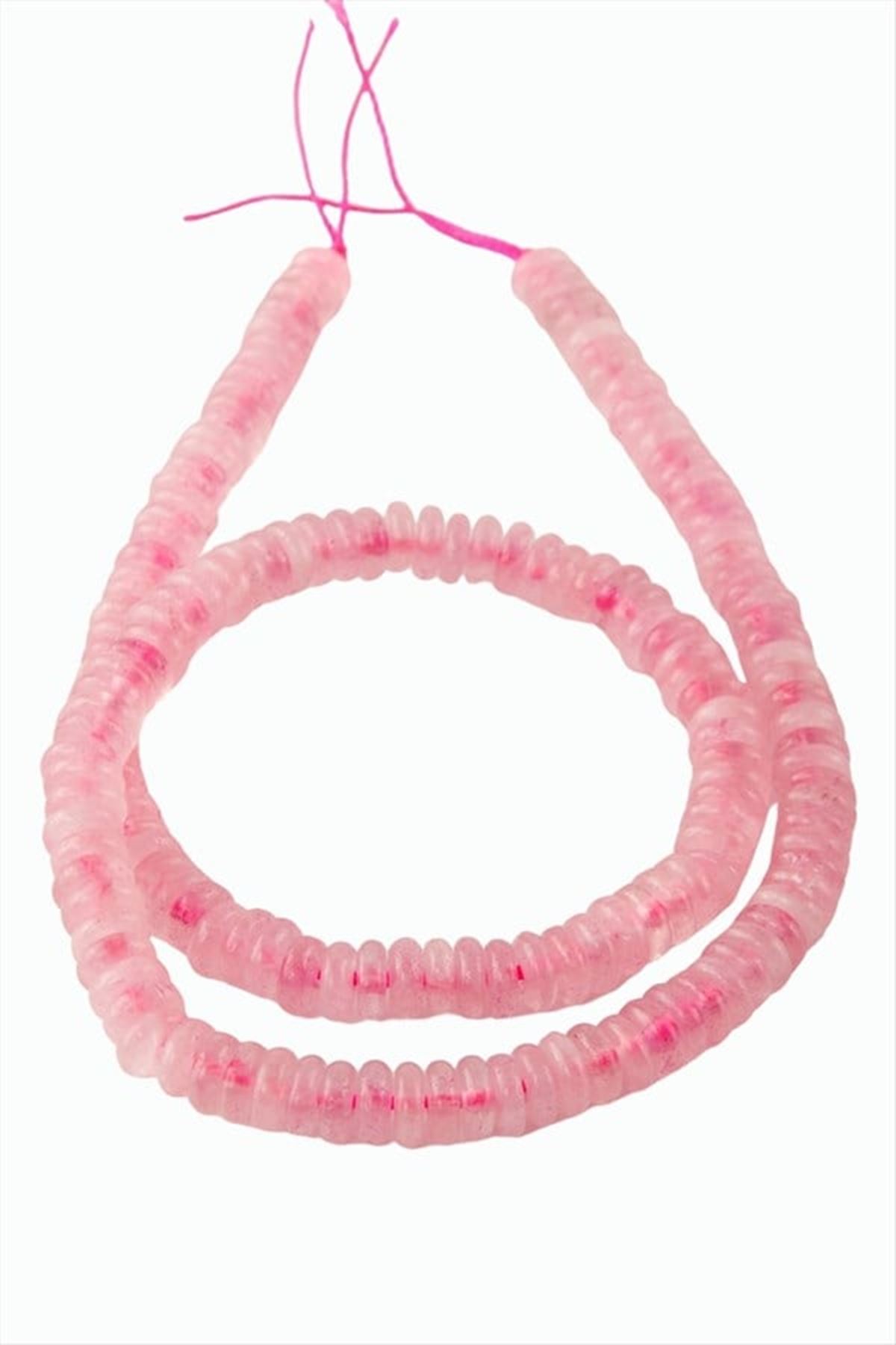 6 mm Rondela Pembe Kuvars Taşı - Pembe