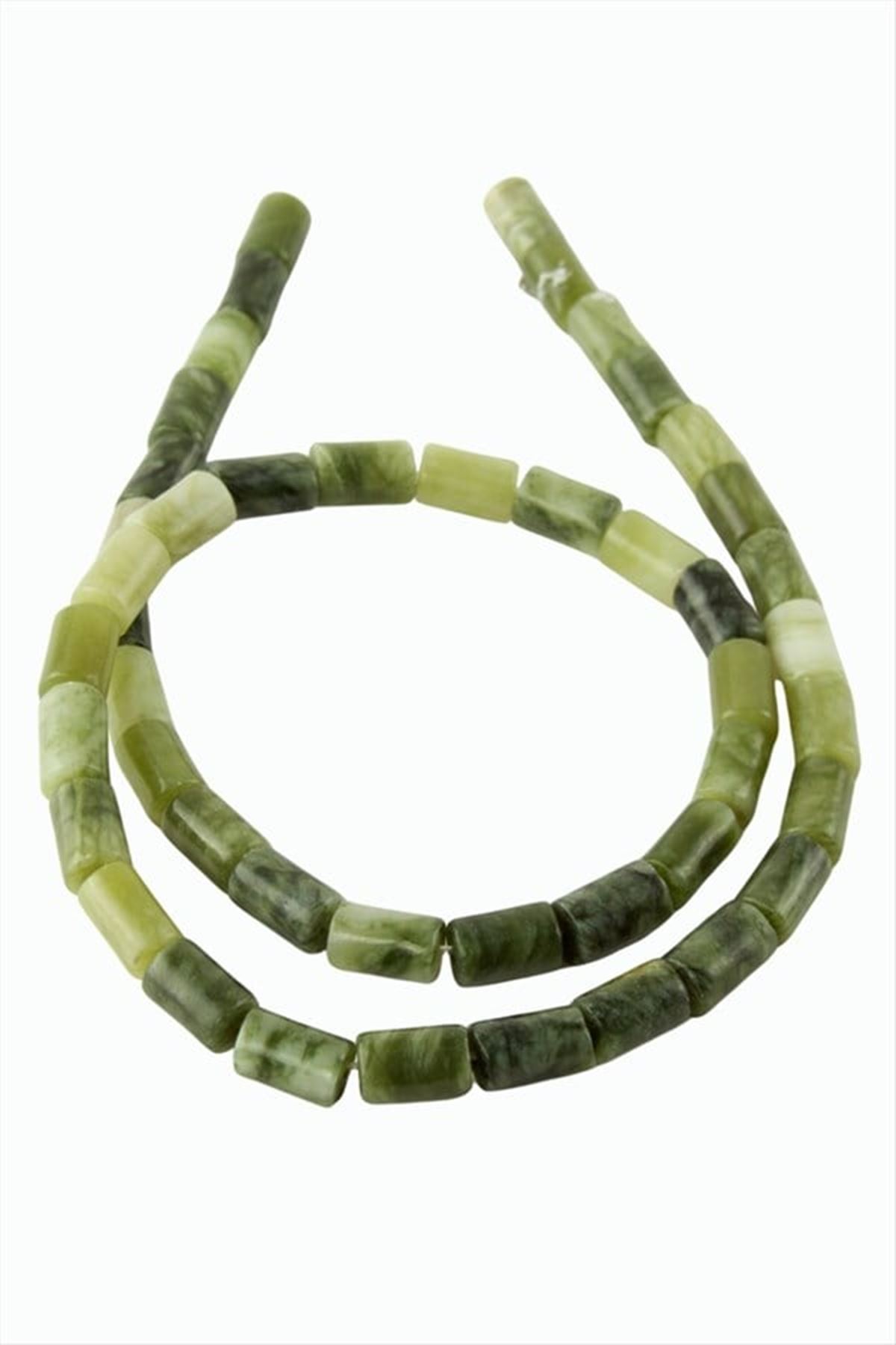 6*8 mm Boru Yeşim Taşı - Yeşil