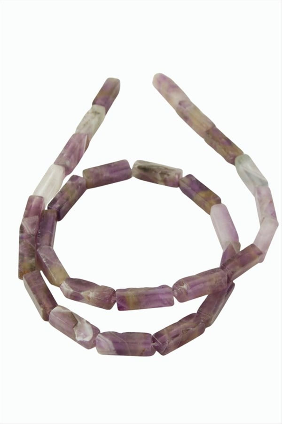 1,4 cm Dikdörtgen Boru Ametist Taşı - Mor