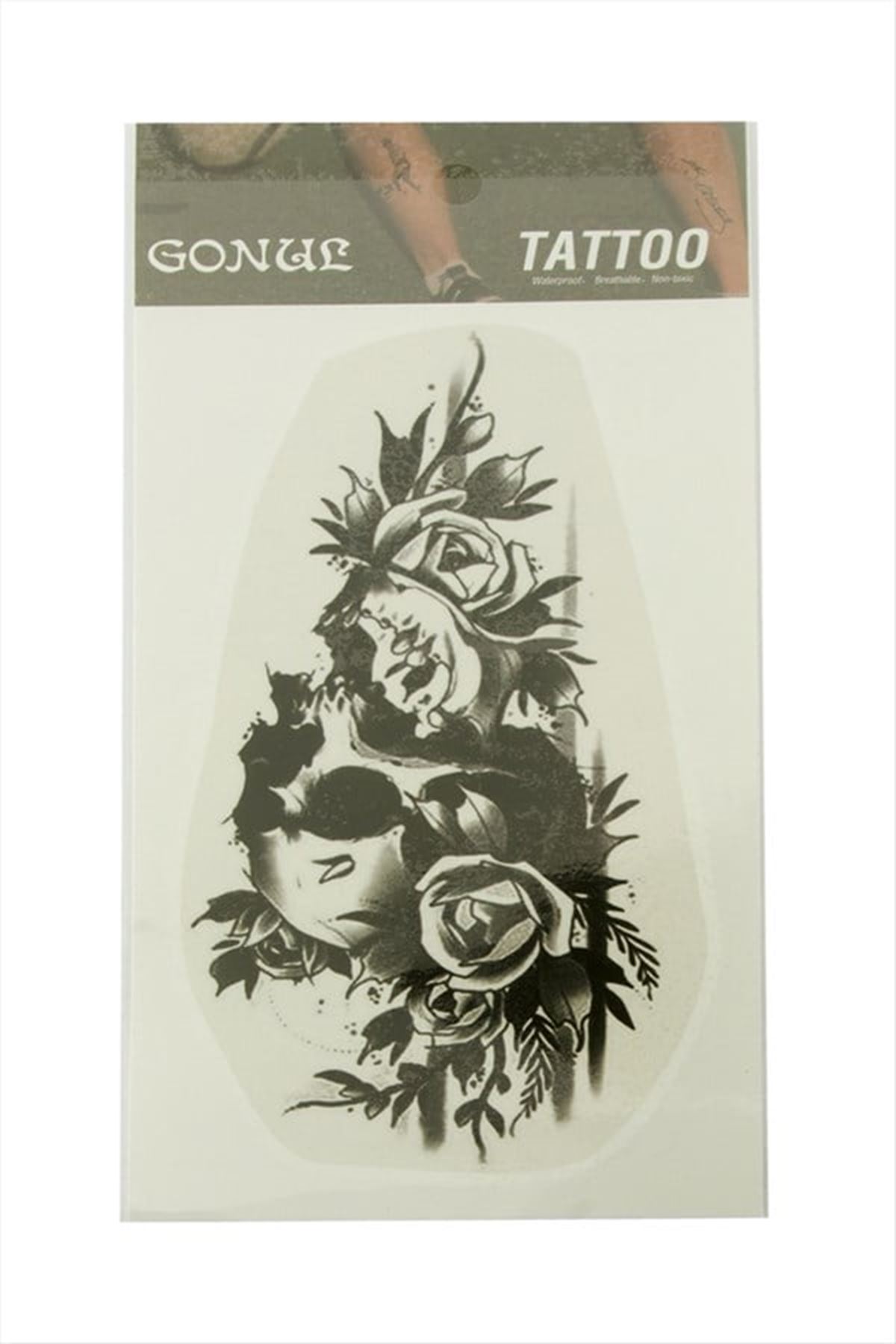 Gül Tattoo Dövme Sticker - Siyah