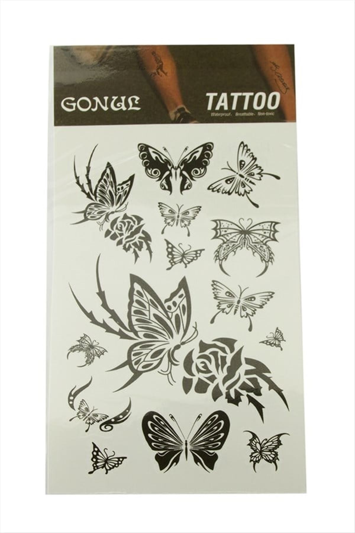 Kelebek Tattoo Dövme Sticker - Beyaz
