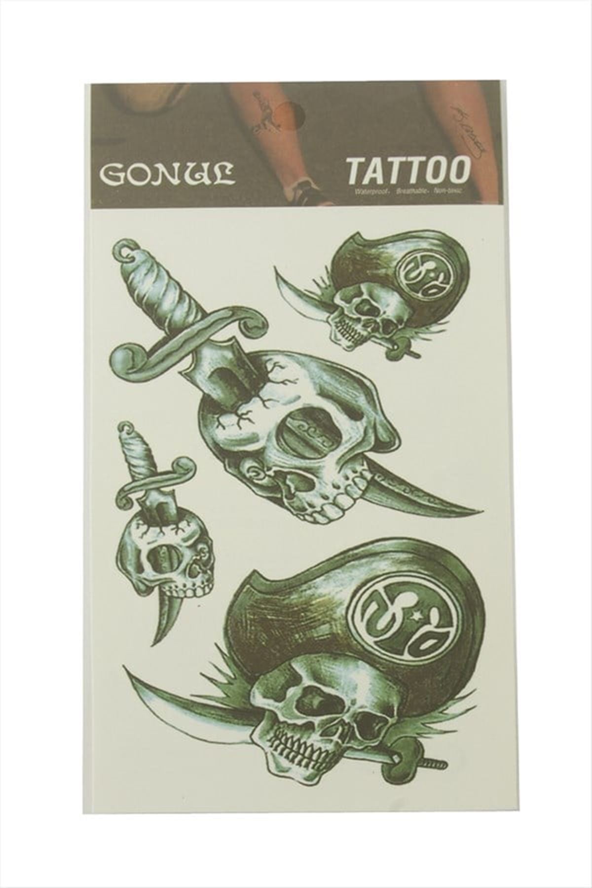 Kuru Kafa Tattoo Dövme Sticker - Beyaz