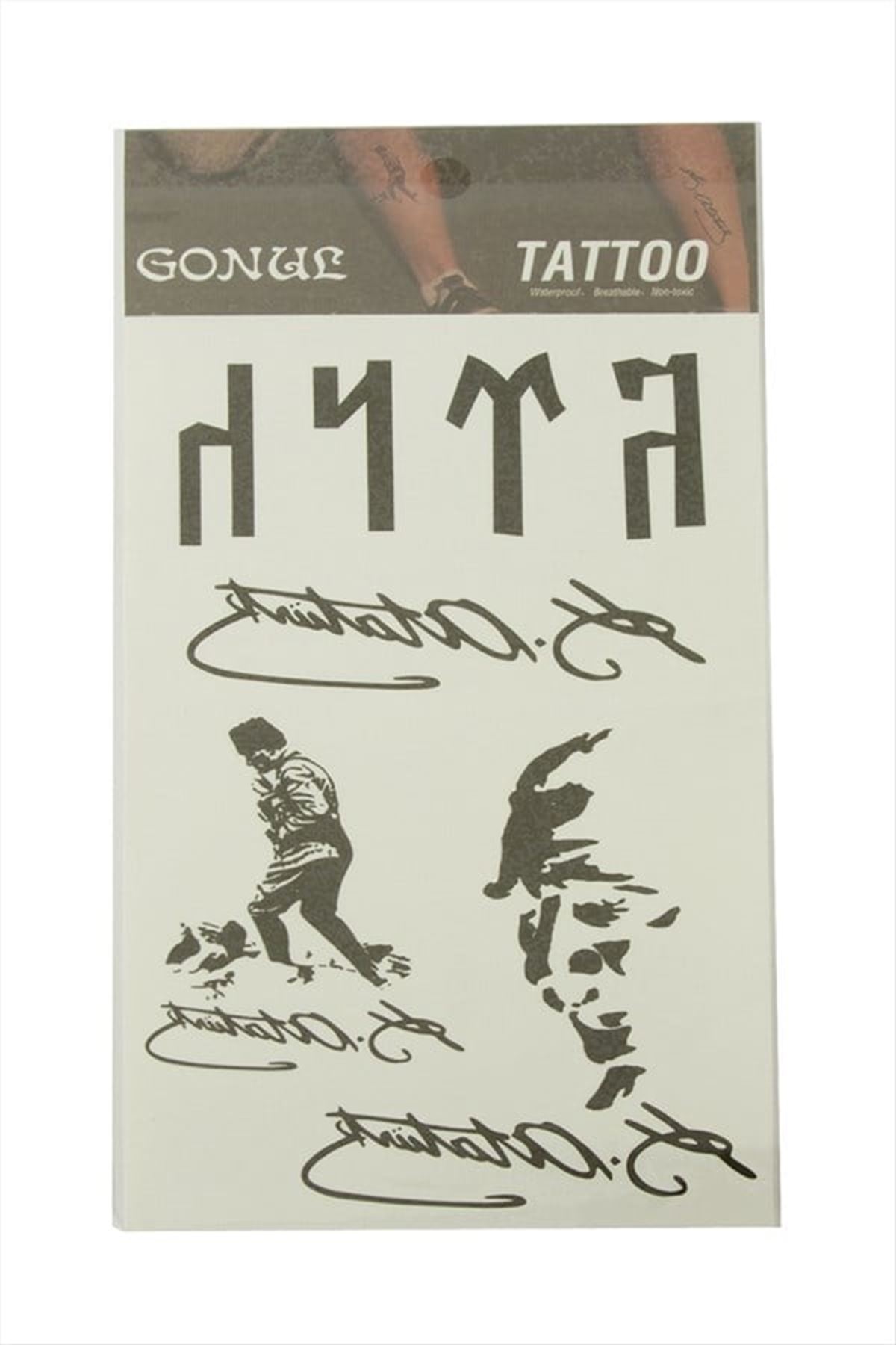 Atatürk Temalı Tattoo Dövme Sticker - Beyaz