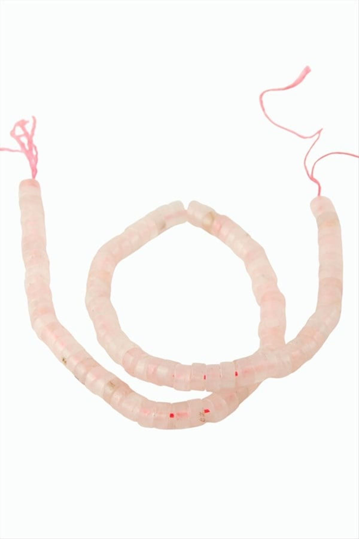 6 mm Disk Pembe Kuvars Taşı - Açık Pembe