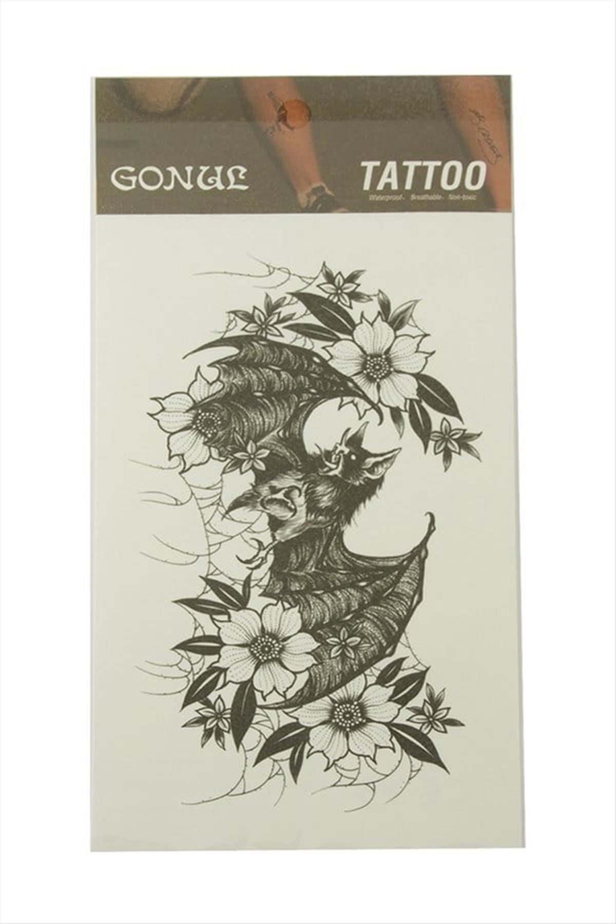 Yarasa Tattoo Dövme Sticker - Beyaz