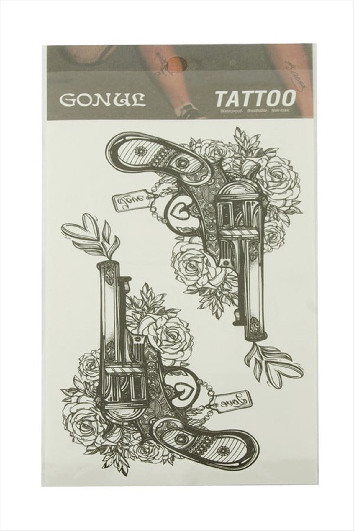 Silah Tattoo Dövme Sticker - Siyah