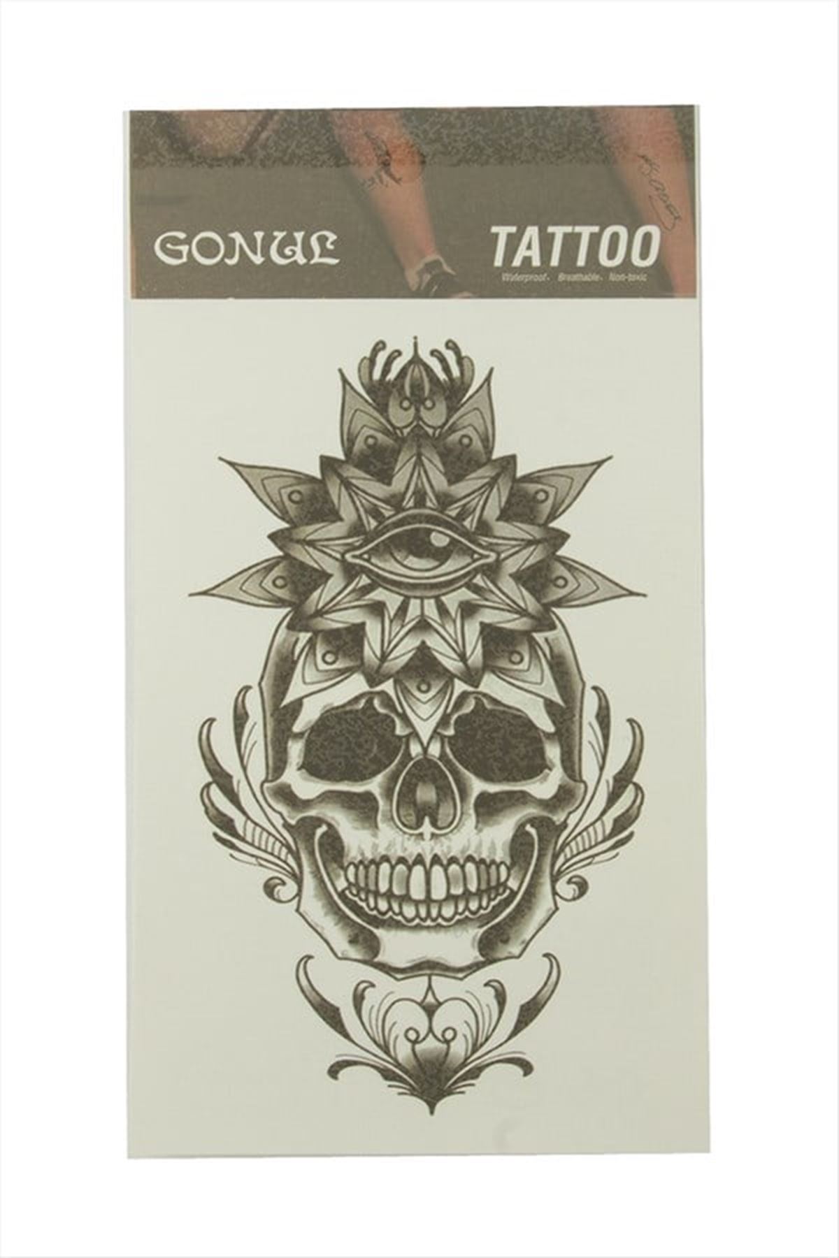 Kuru Kafa Tattoo Dövme Sticker - Beyaz