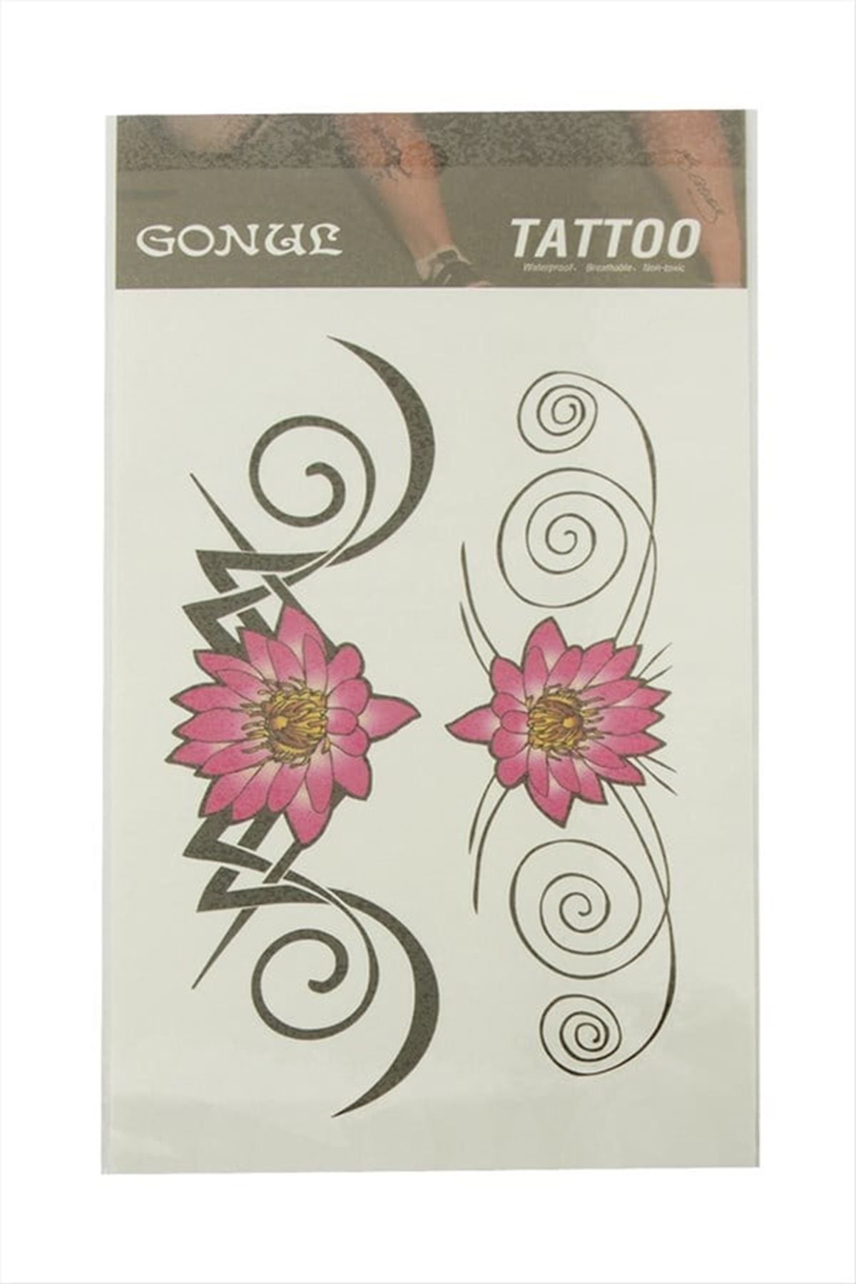 Çiçek Tattoo Dövme Sticker - Pembe