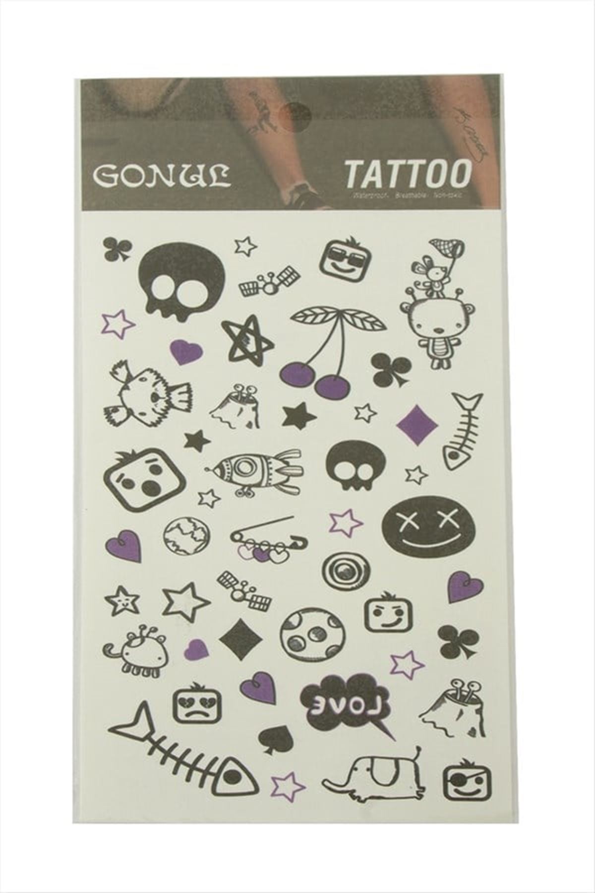 Karışık Tattoo Dövme Sticker - Beyaz