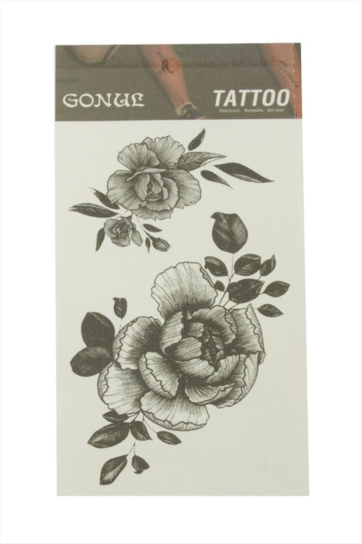 Gül Tattoo Dövme Sticker - Beyaz