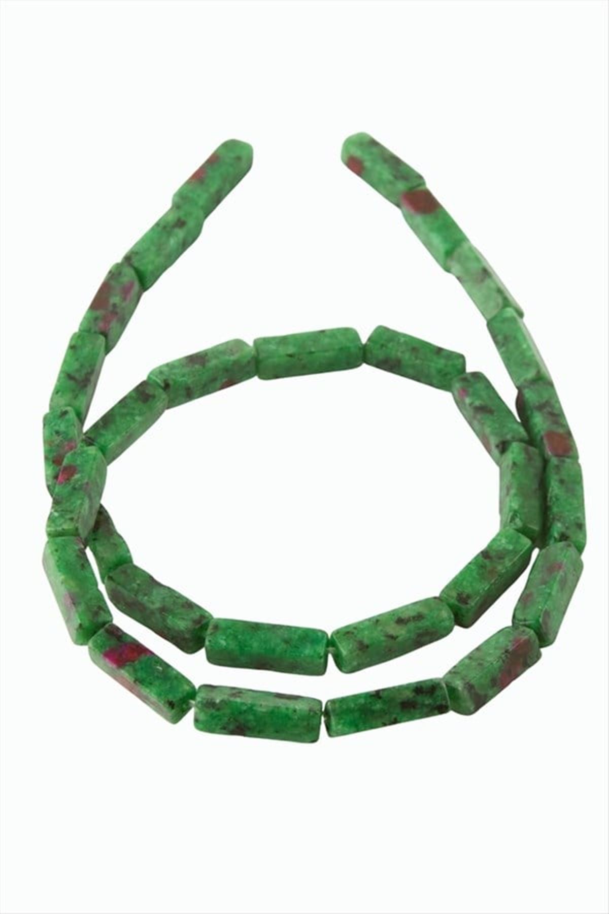 1,3 cm Dikdörtgen Boru Anyolit Taşı - Yeşil