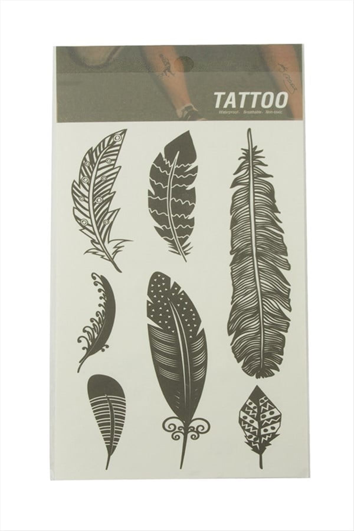 Yaprak Tattoo Dövme Sticker - Siyah