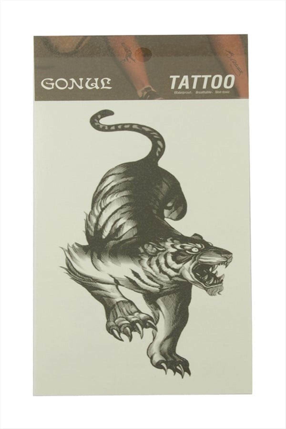 Kaplan Tattoo Dövme Sticker - Siyah