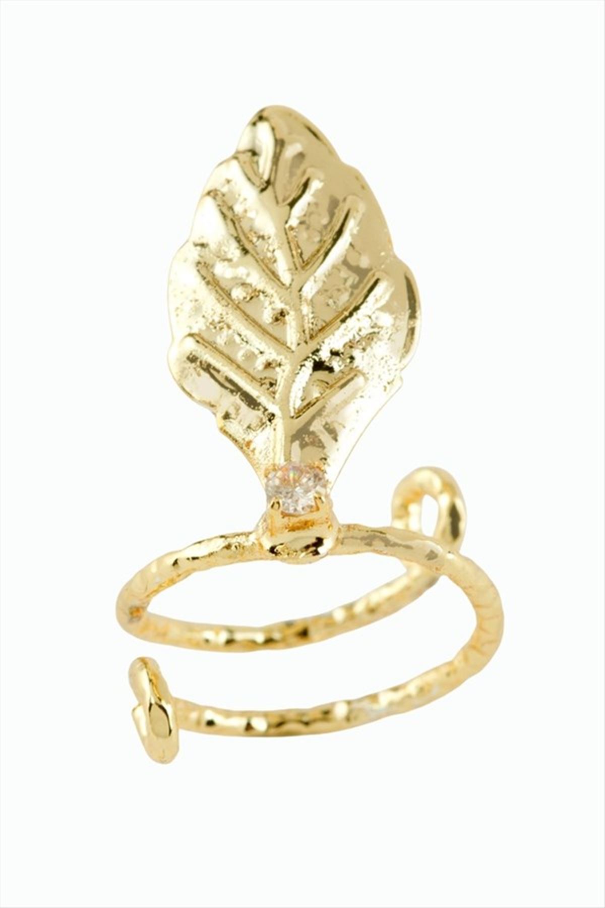 Yaprak Protez Tırnak Yüzük - Sarı