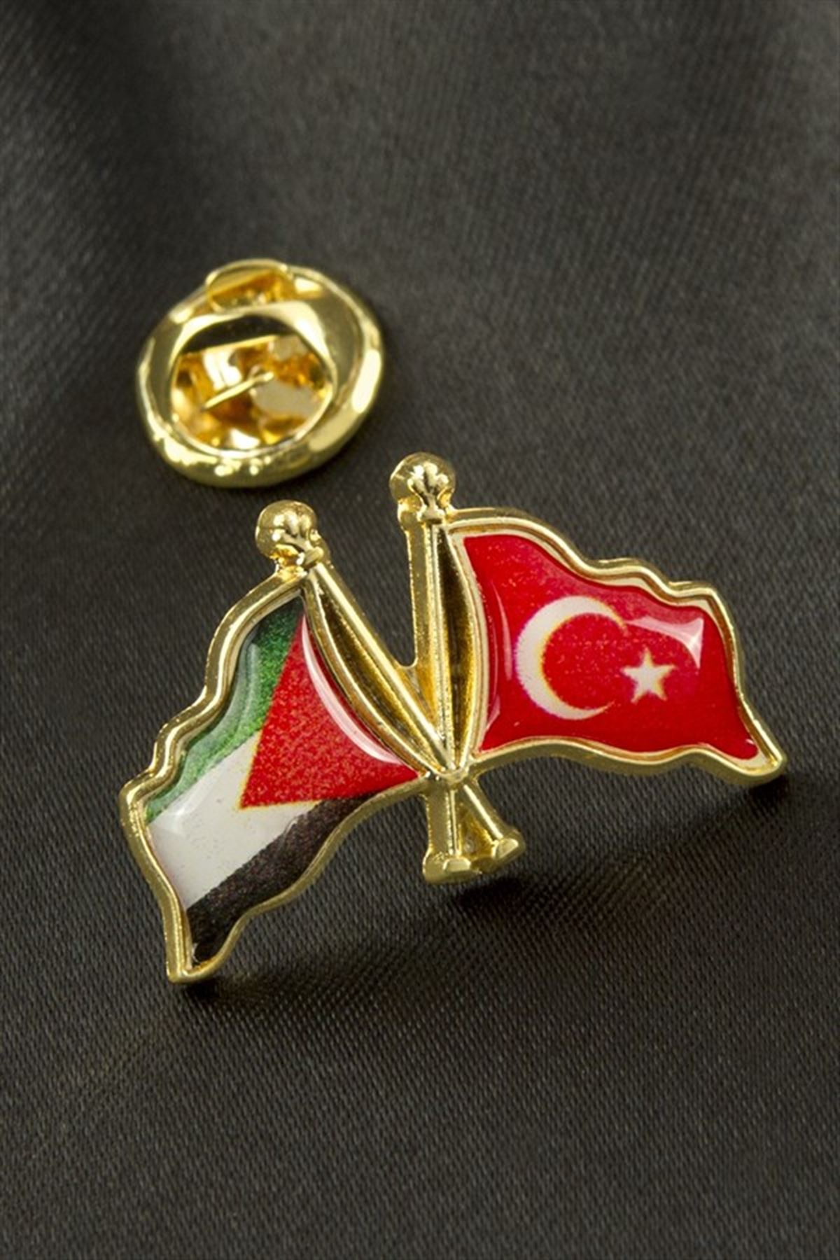 Ay Yıldız Filistin Yaka Rozet - Sarı