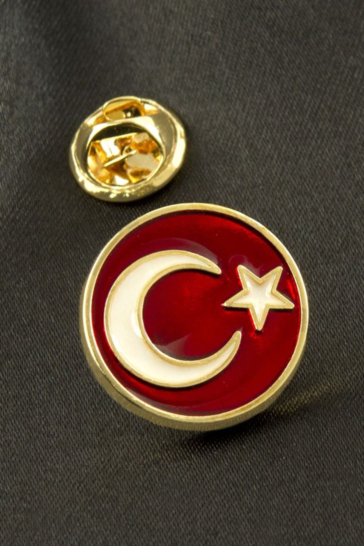 Ay Yıldız Yaka Rozet - Sarı