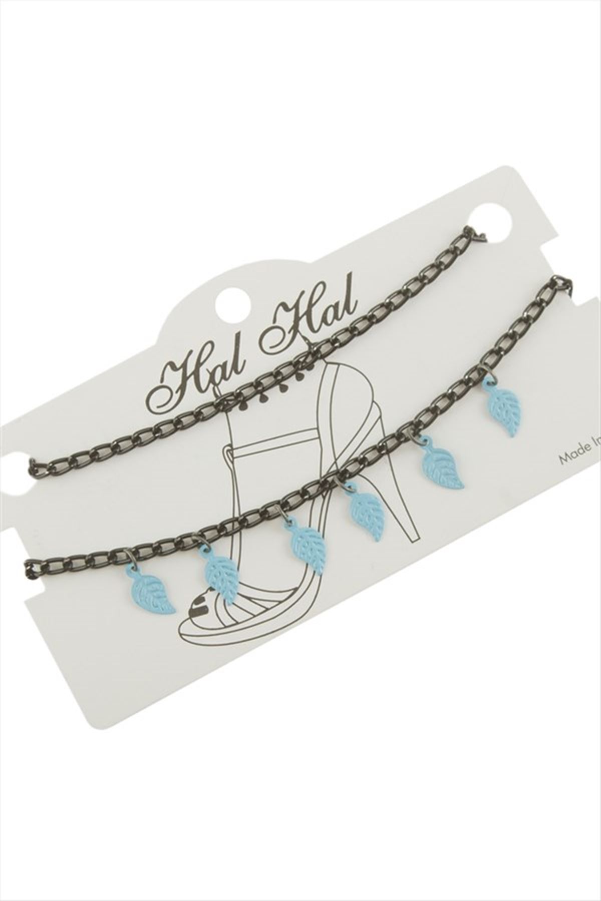 Karışık Pullu Zincir Halhal - Siyah