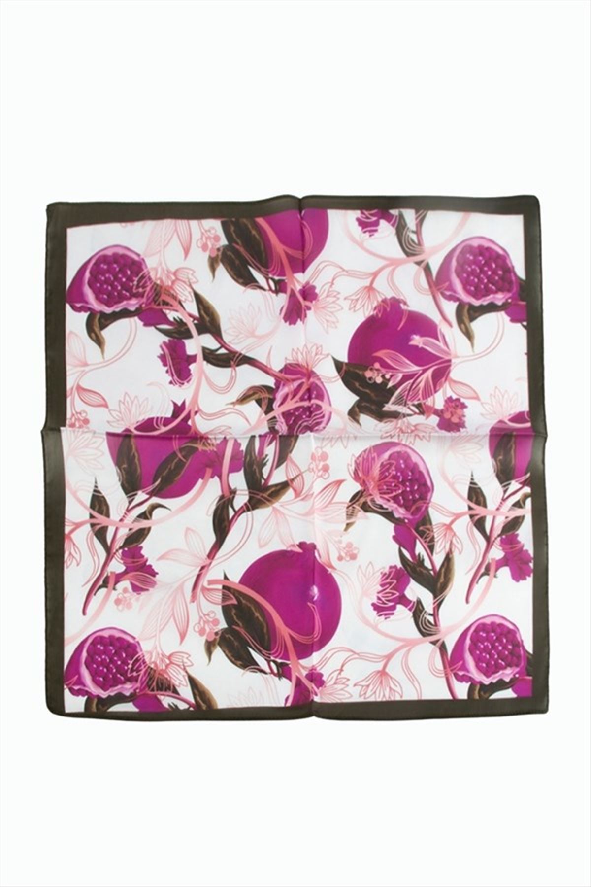 Nar Desenli Zr Şifon Fular 50*50 cm - Mor