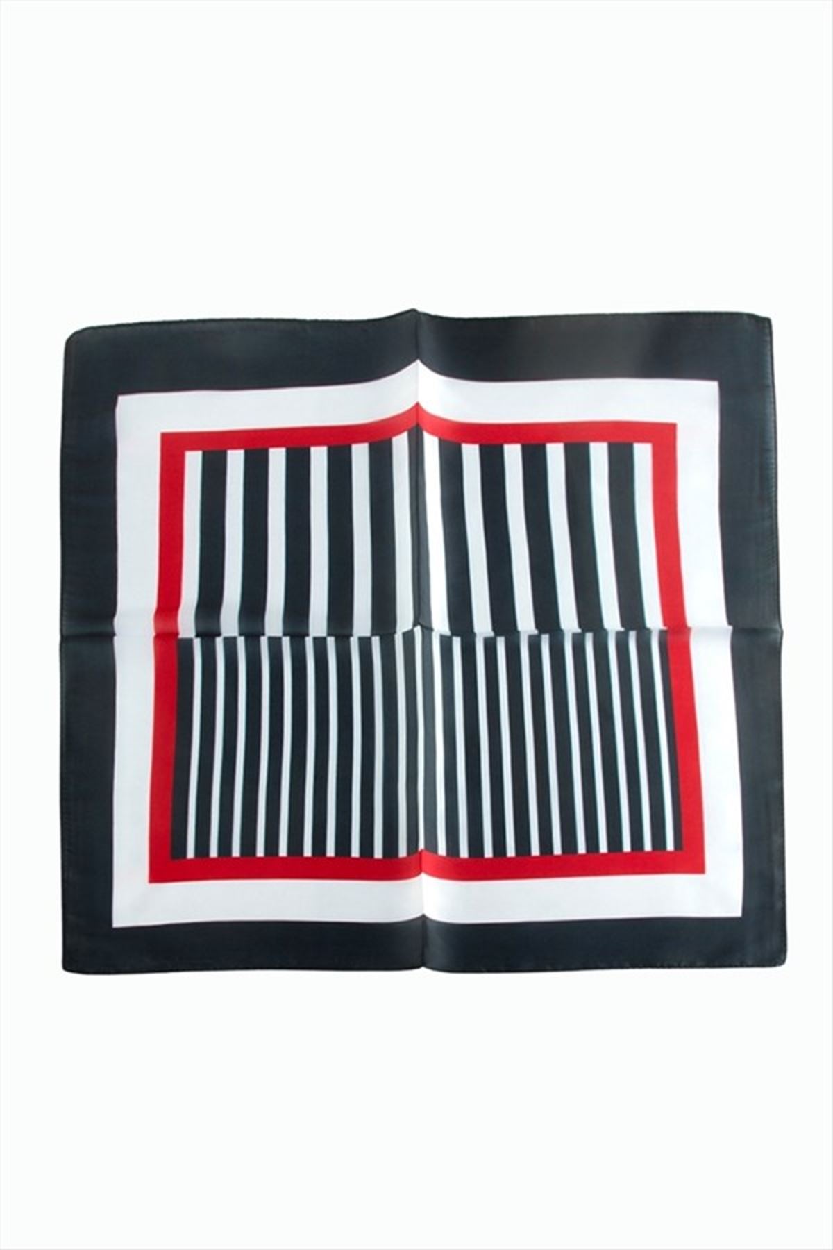 Çizgili Desenli Zr Şifon Fular 50*50 cm - Lacivert