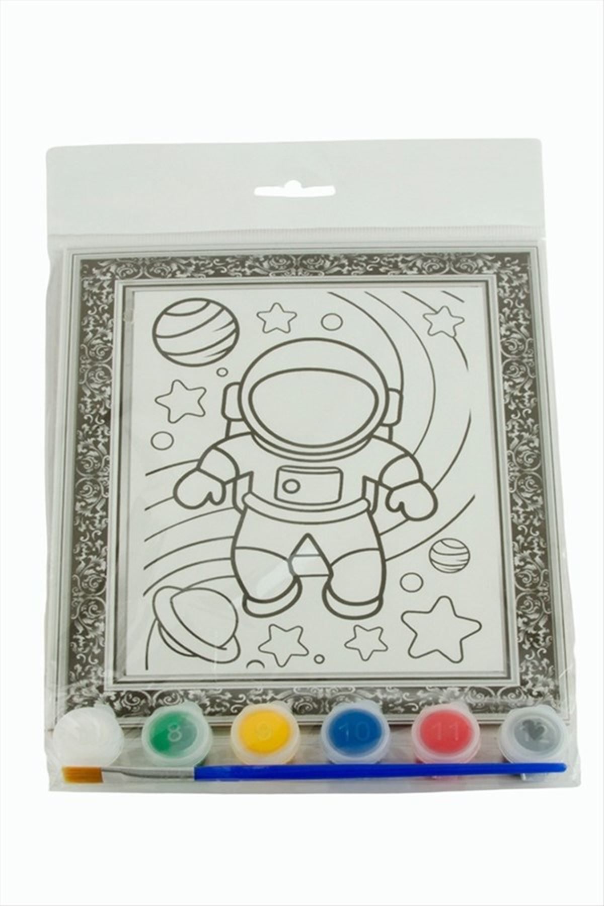 Astronot Boyama Tuval Seti - Beyaz