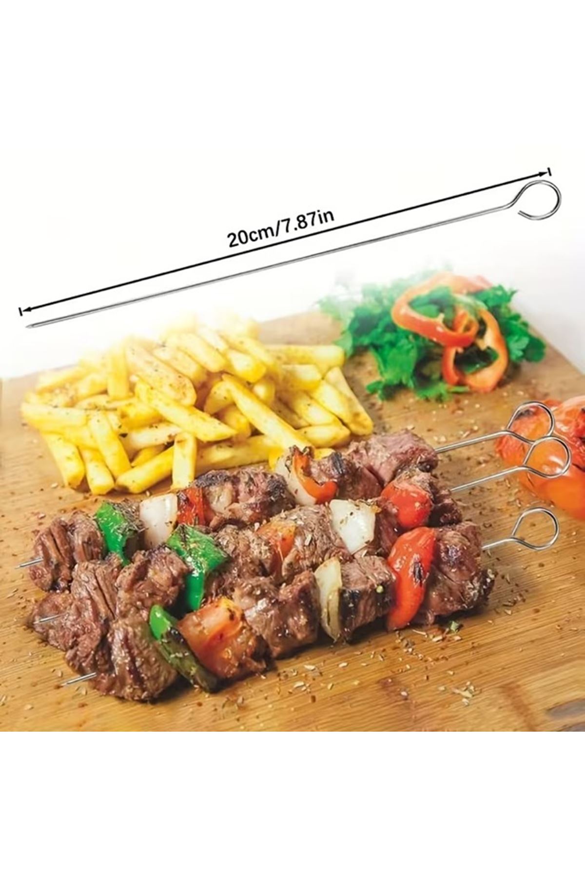 10'lu Paslanmaz Çelik Şiş Seti (20 cm) - Airfryer &amp; Mangal