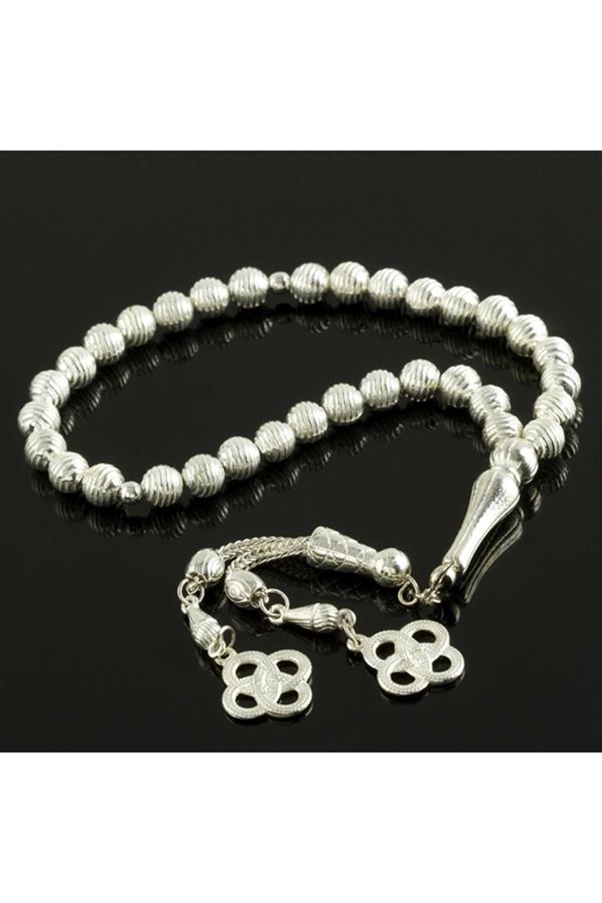 Çizgili Metal Tesbih 0,8 mm - Gümüş Rengi