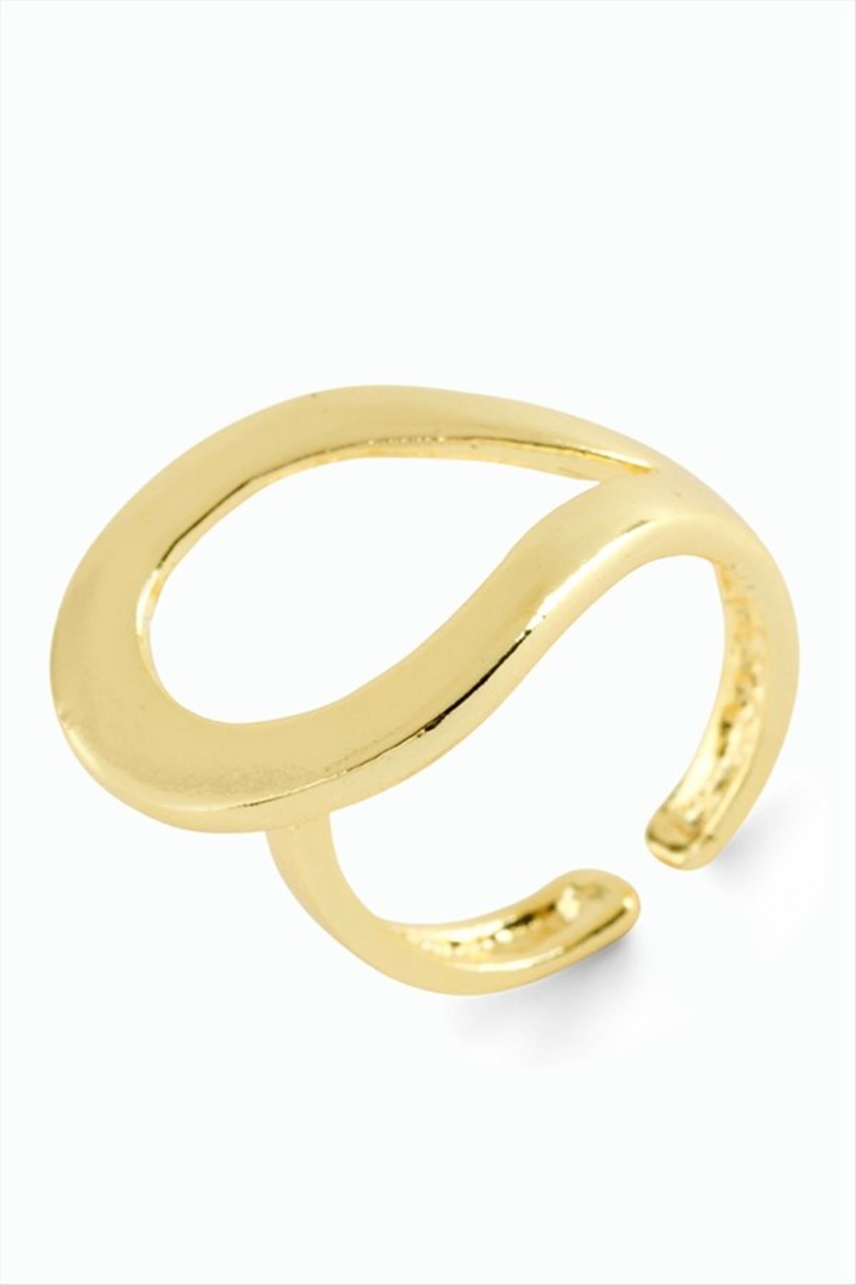 Oval Metal Yüzük - Sarı