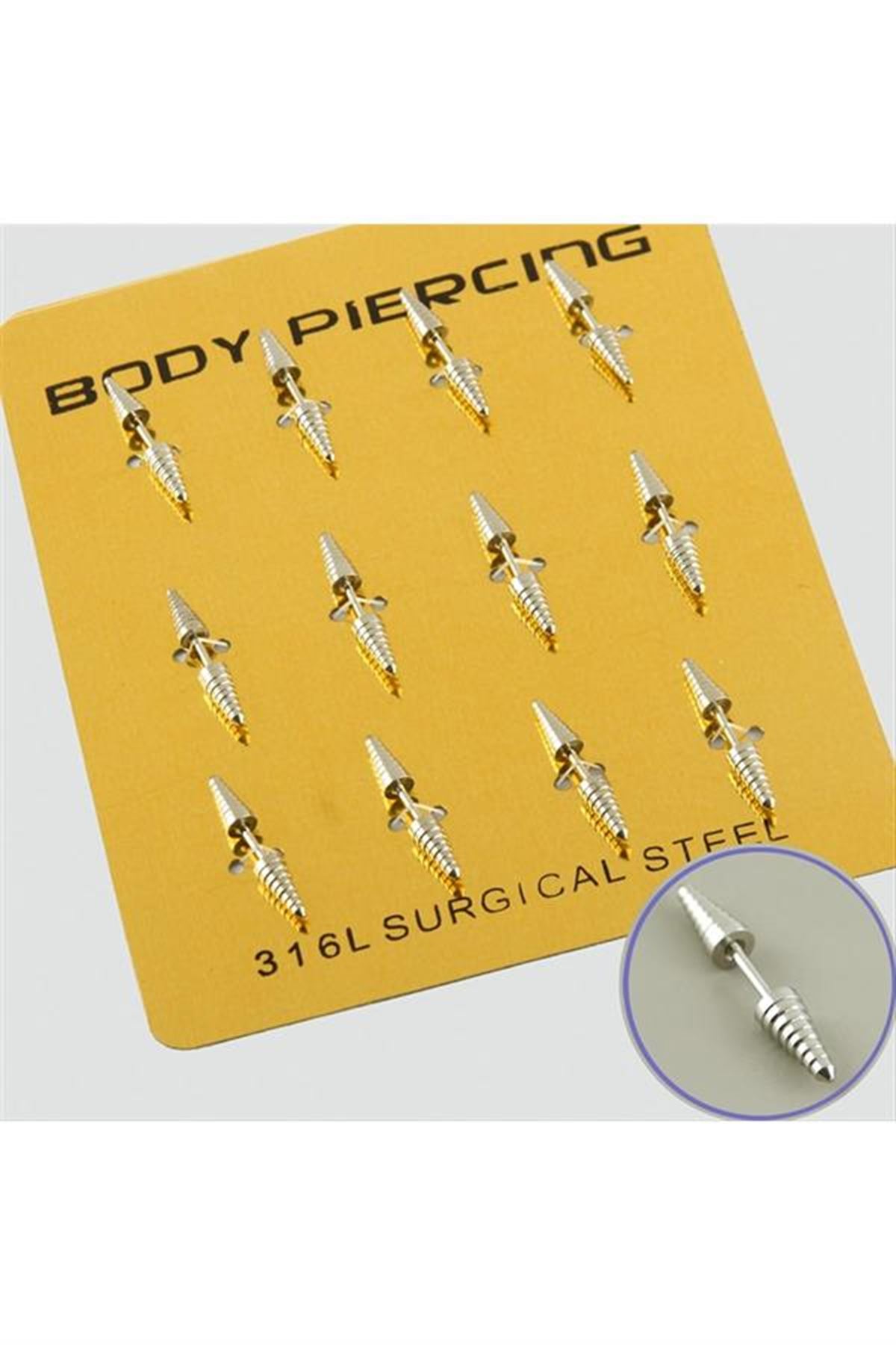 Vidalı Çelik Piercing 1 Adet - Gümüş Rengi