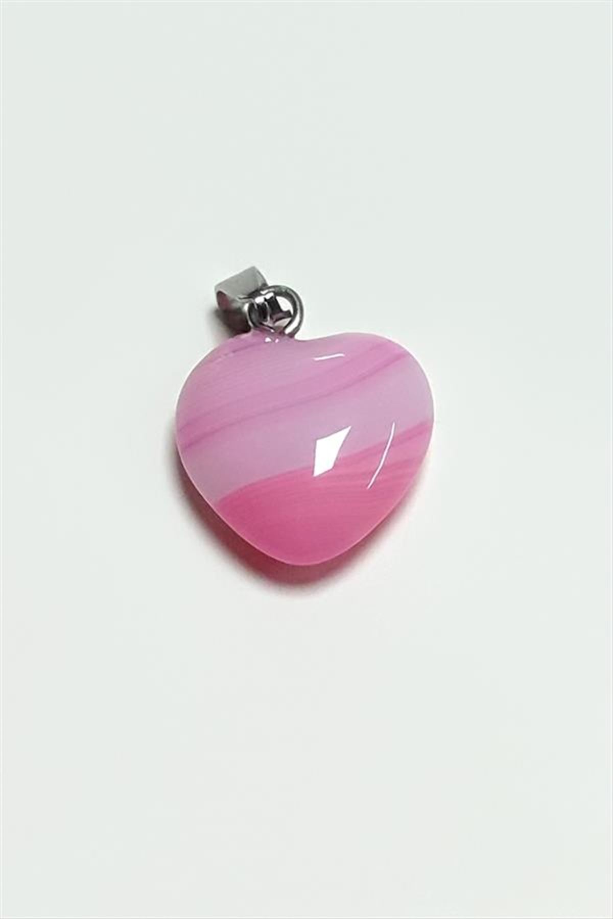 Akik Kalpli Doğaltaş Kolye Ucu Küçük 1,5 cm - Pembe