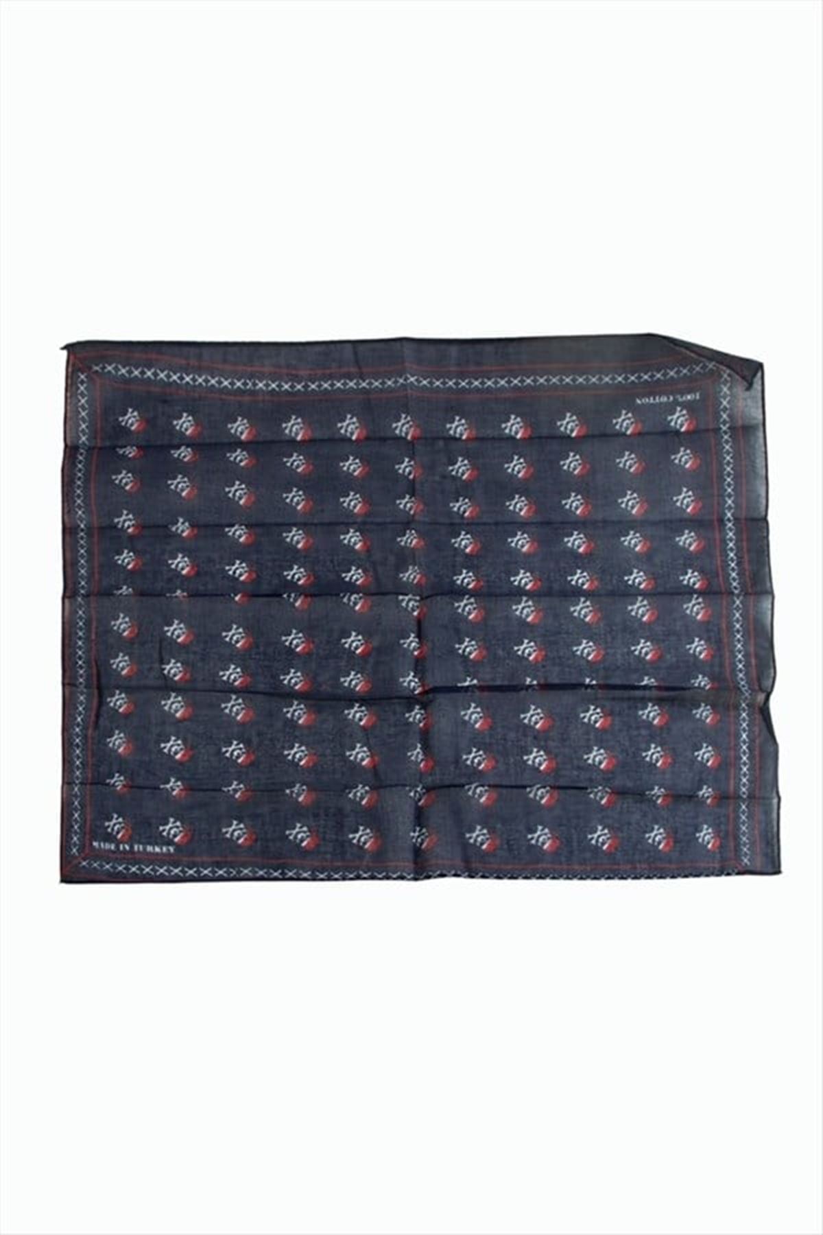 Kuru Kafa Desenli Bandana 50*50 - Lacivert