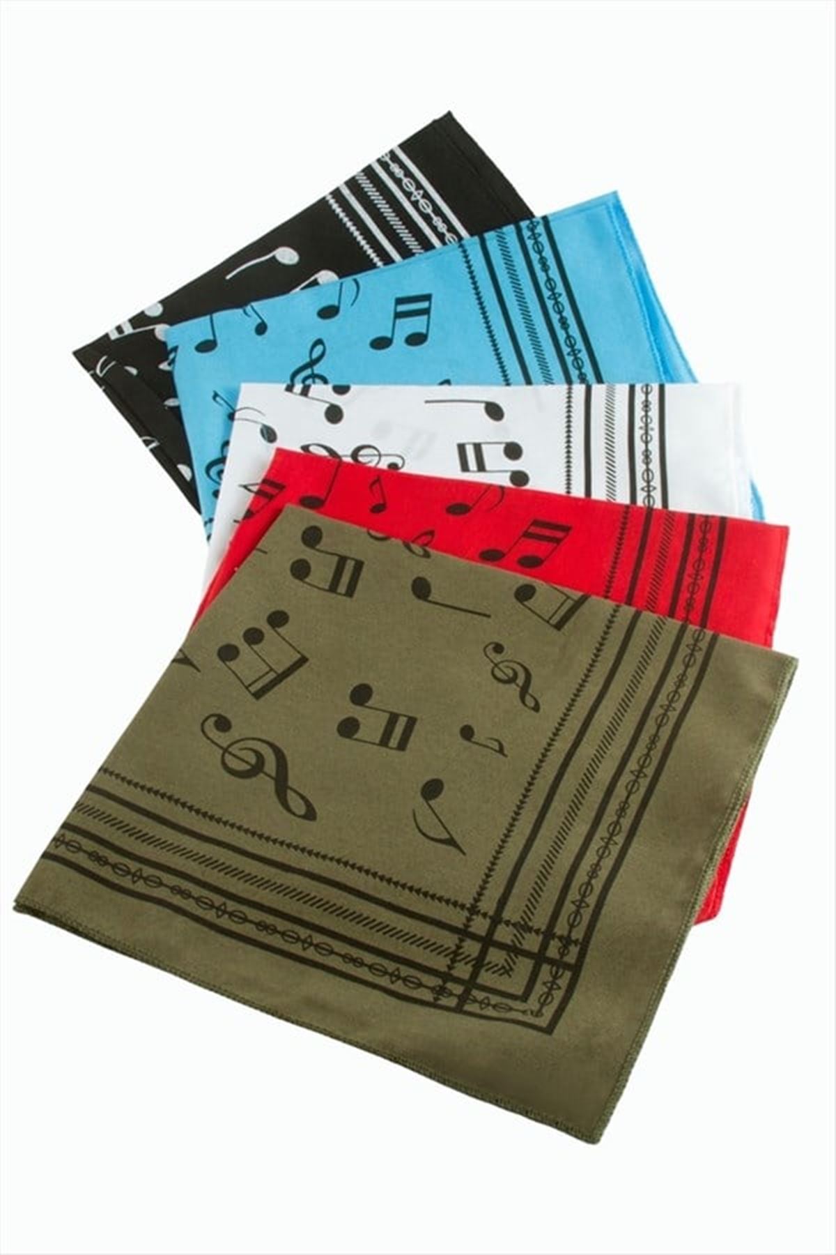 Nota Desenli Keten Bandana 50*50 - Ebruli