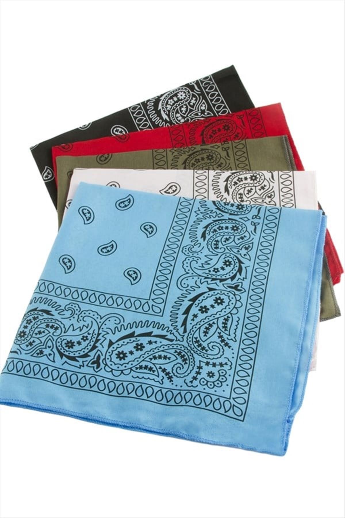 Oval Desenli Keten Bandana 50*50 - Ebruli