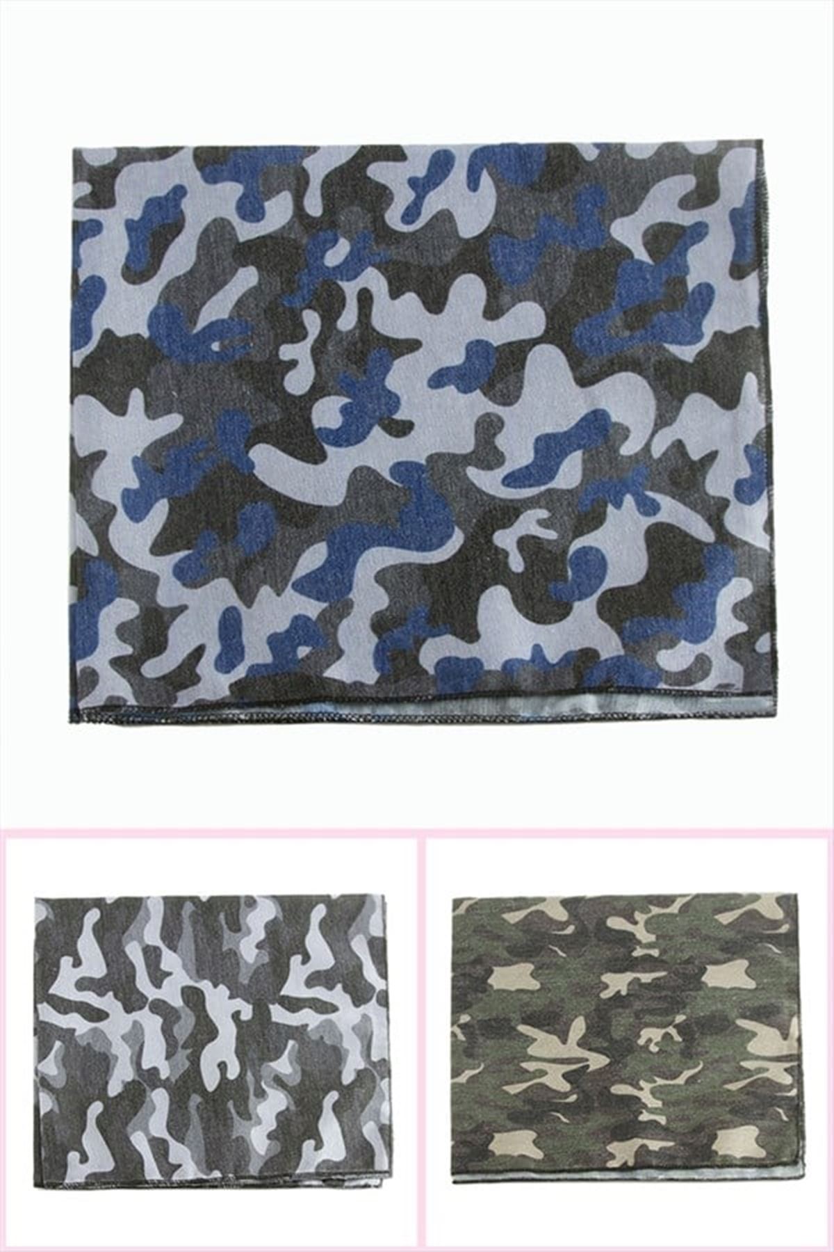 Asker Desenli Keten Bandana 50*50 - Ebruli