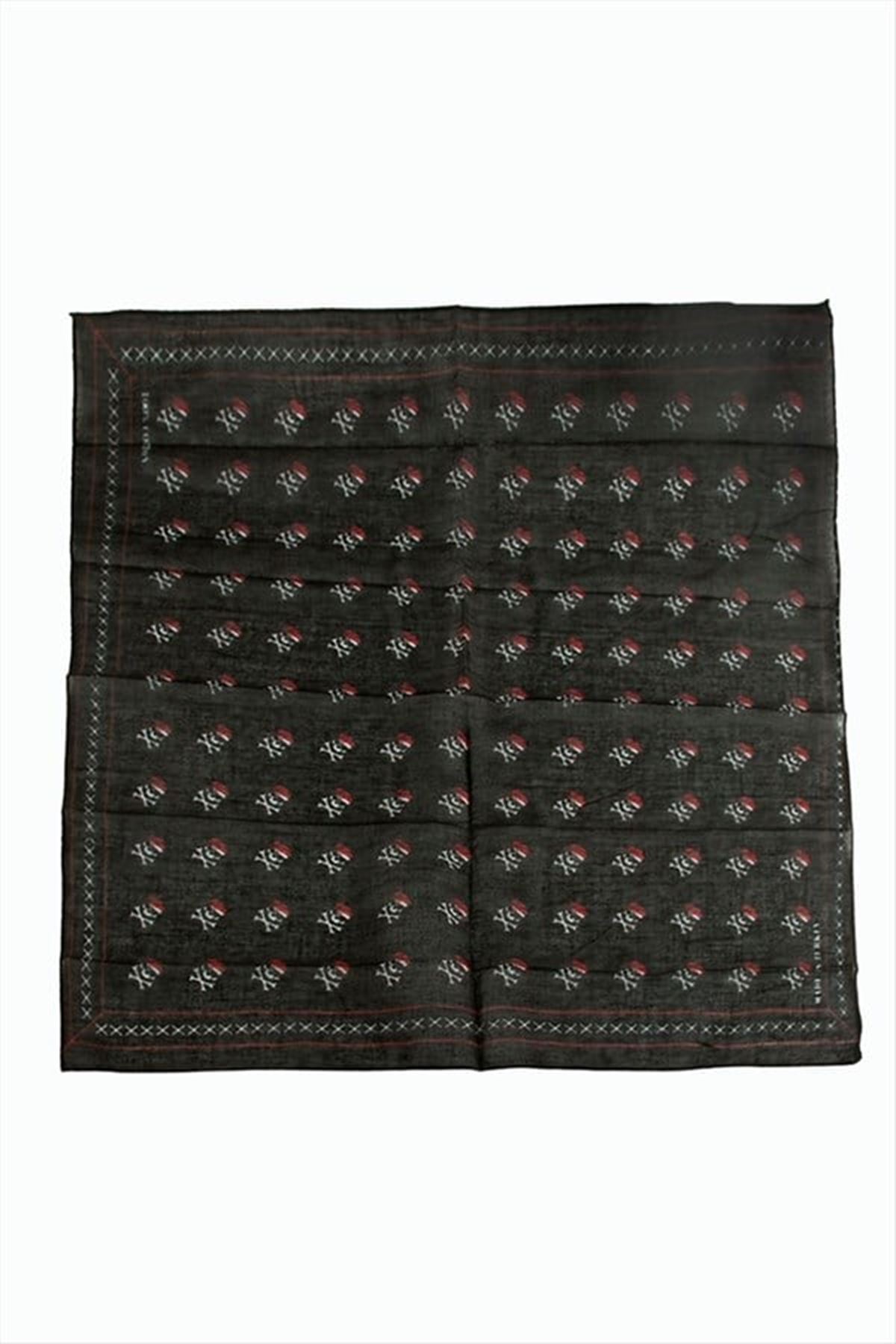 Kuru Kafa Desenli Bandana 50*50 - Siyah