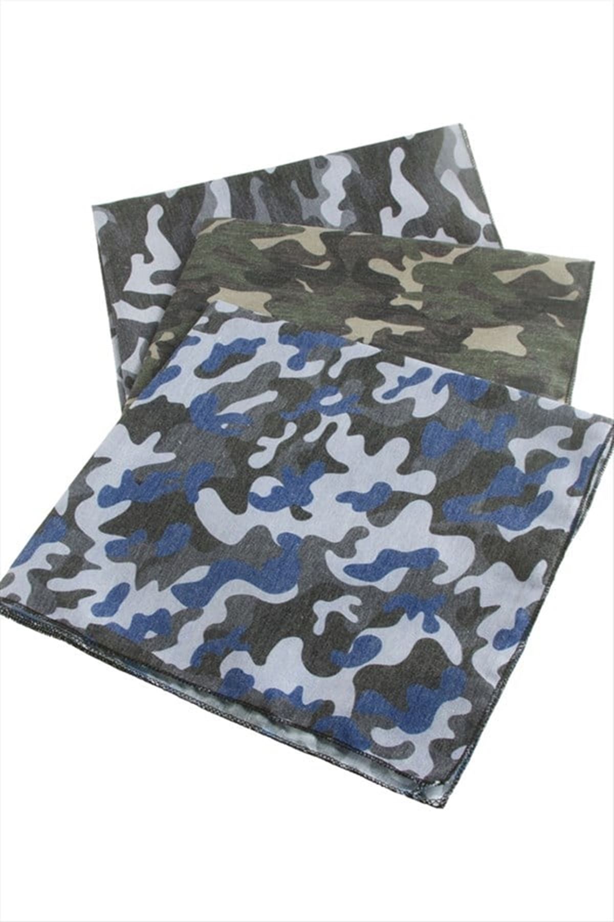 Asker Desenli Keten Bandana 50*50 - Ebruli