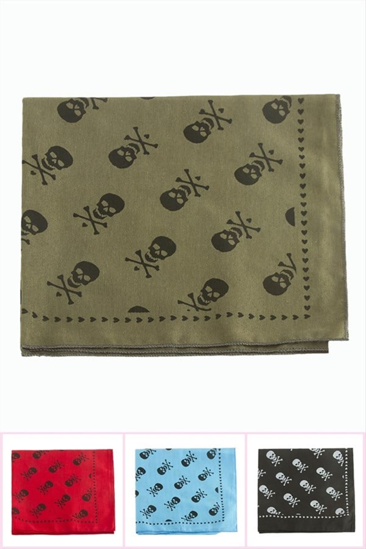Kuru Kafa Desenli Keten Bandana 50*50 - Ebruli