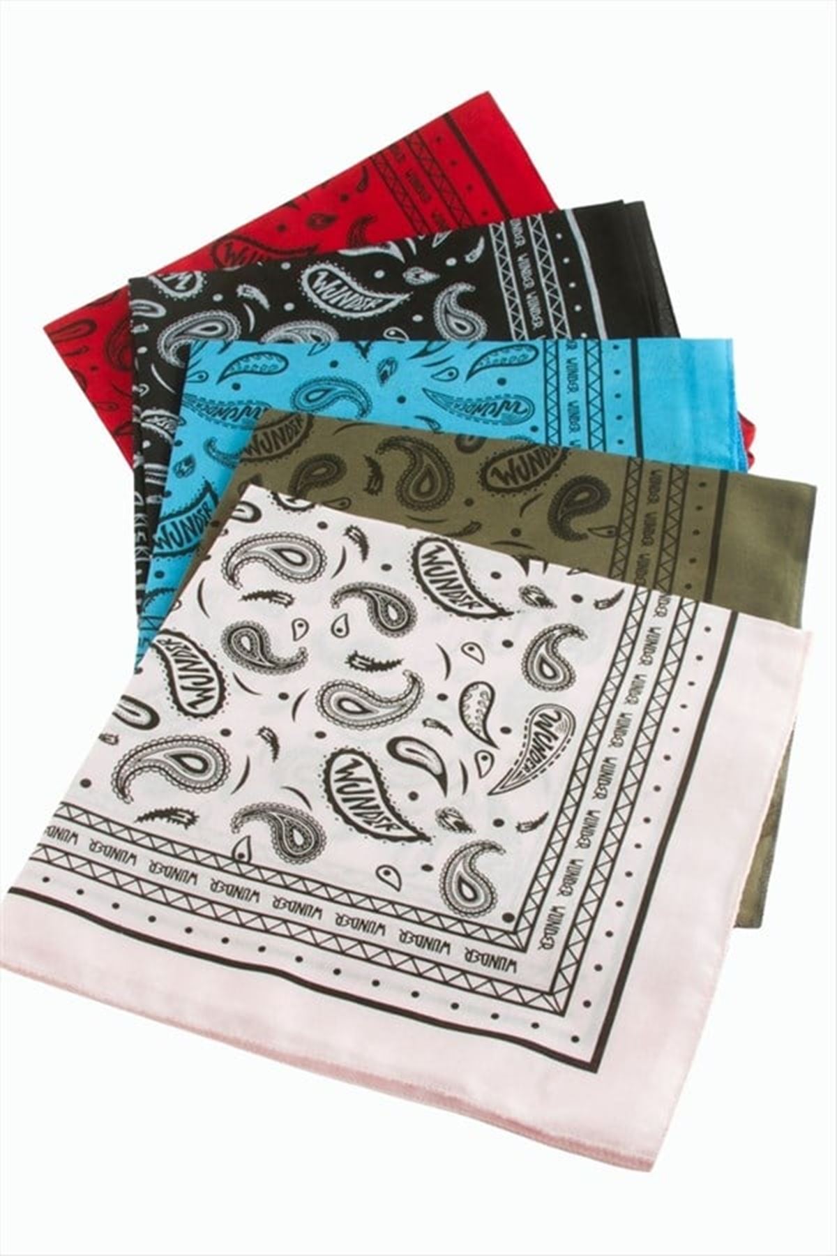 Çini Desenli Keten Bandana 50*50 - Ebruli
