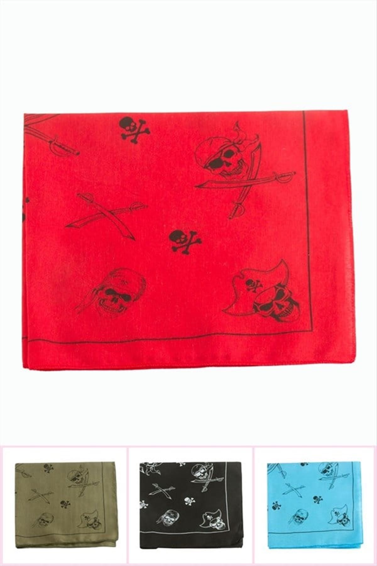Kuru Kafa Desenli Keten Bandana 50*50 - Ebruli