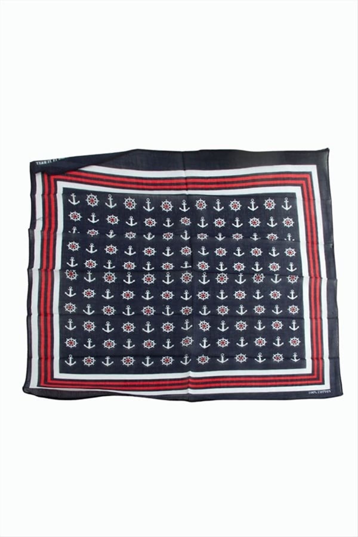 Çapa Dümen Desenli Bandana 50*50 - Lacivert